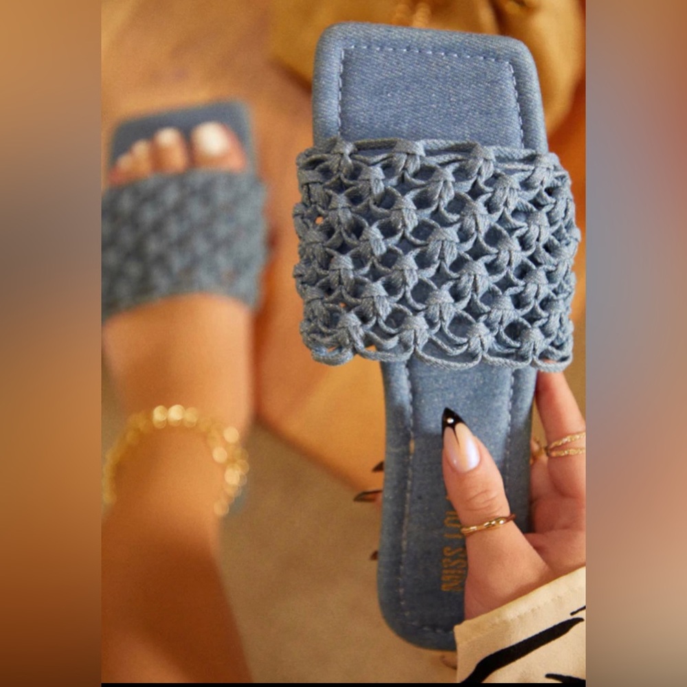 Denim women’s sandals size 10